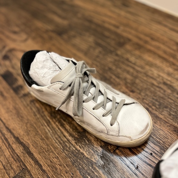 Golden Goose Superstar White Leather Sneakers Grey Star Black Back Size EUR 36 - Picture 12 of 16
